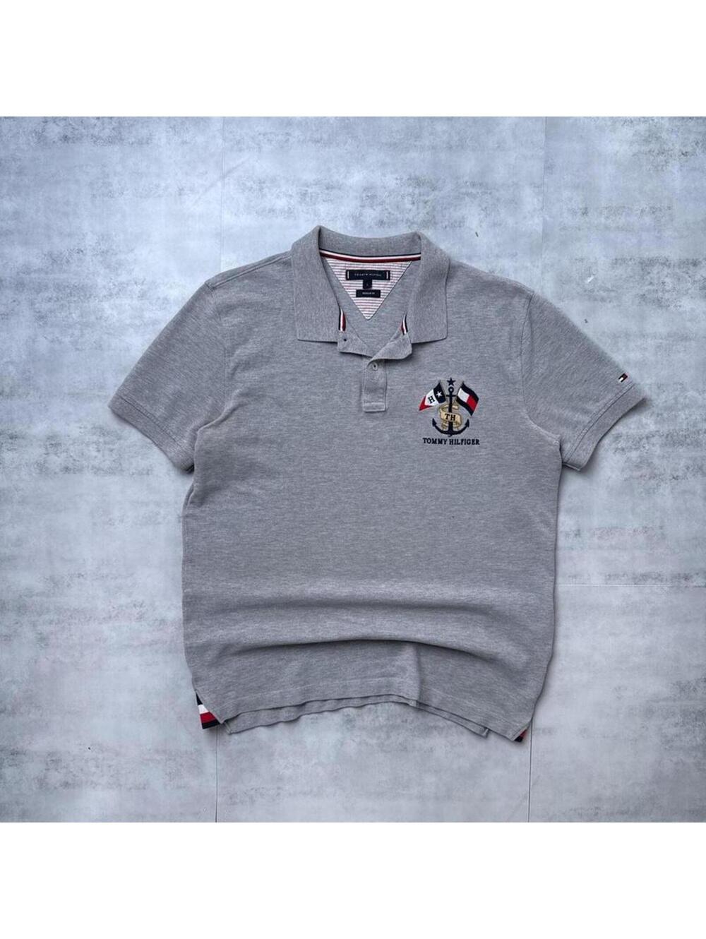 Y2K Tommy Hilfiger 00s Gray Polo shirt